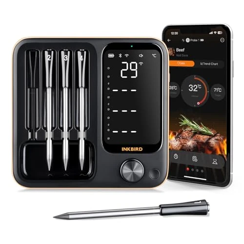 Oferta limitada: Inkbird INT-14-BW - Termómetro para carne inalámbrico, Smart Grillthermometer WIFI 2.4G y Bluetooth 5.4 Signal 91 m, Termómetro para horno, barbacoa, ahumador, asador, horno de 199.99 EUR a 199.99 EUR (ahorro 0%)