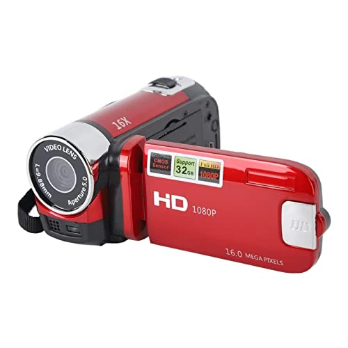 Offerta a tempo: Elprico Fotocamera DV 4K 48MP, Videocamera con Zoom Digitale 16x con Cavo USB, TFT da 2,7 Pollici, Telecomando, Supporto per Scheda SD da 32 GB (non inclusa), per (rosso) - 37% da 56.62 € a 35.78 €