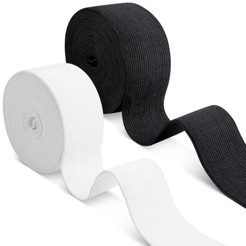 Zeitlich begrenztes Angebot: Romon Gummiband Breit Nähen, 40mm × 10m Gummibänder Nähen, 2 Stück Elastisches Band Gummizug Schwarz Weiß für Hosengummi DIY Handwerk Stoffe zum Nähen - Nicht Leicht Verformbar - Elastisches Farbband von 9.30 € auf 9.30 € (0.0