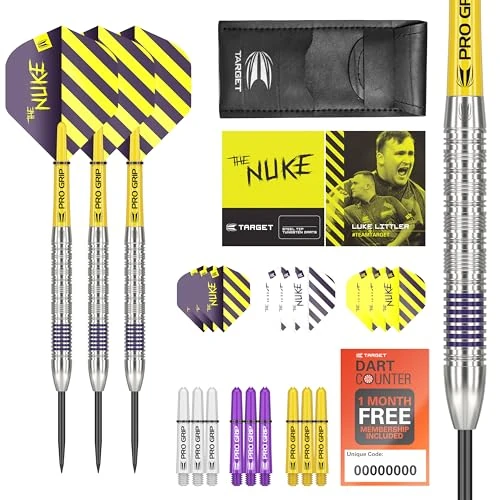 Target Darts Luke Littler 80% Tungsten Steel Tip Darts Set, 22G | Professionele Dart Kit, Pro Grip Shafts, Pro Ultra Flights, Dart Portemonnee Inbegrepen | Darts Accessoires Kit