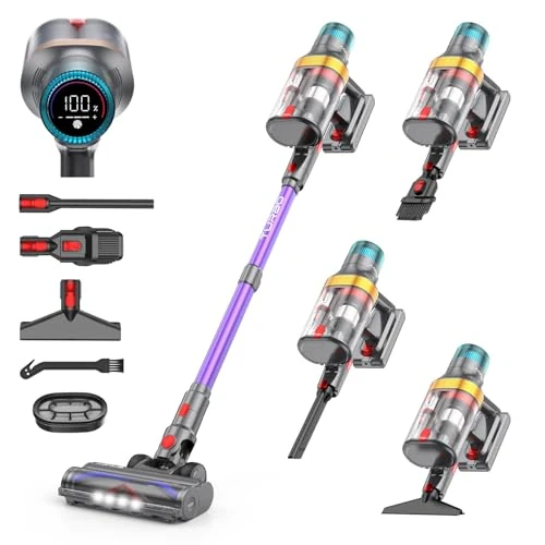 aonus A9MAX Ddraadloze Stofzuiger, 58Kpa/600W Krachtige Draadloze Bezemstofzuiger, Geüpgrade Dubbel Stofscheiding 1.8L, 75 Mminuten Lange Werktijd, Geschikt voor Vloeren/Tapijten/Haar