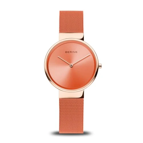 Oferta ograniczona: BERING Damski zegarek kwarcowy, zegarek na rękę, 31 mm, koperta ze stali nierdzewnej różowe złoto i pomarańczowy cyferblat, bransoleta mediolańska, szkło szafirowe, 5 ATM, 14531-565-S z 459.49 EUR na 459.49 EUR (znizka 0%)