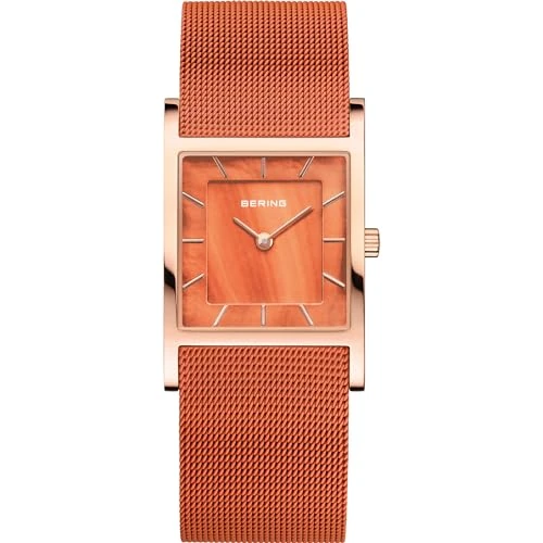 Limited-time offer: BERING Women's Quartz Watch, 26 mm Rose-Gold Stainless-Steel Case and Orange Dial, Milanese Strap, Sapphire Crystal, 5 ATM, 10426-565-S from 115.32 £ to 69.43 £ (save 39.79%)