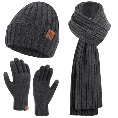 Limitiertes Angebot: ZASFOU Herren Winter Mütze Schal Touchscreen Handschuhe Set Thermo Beanie Wintermütze Strickmütze Winterschal Winterhandschuhe Geschenk für Männer von 33.99 EUR auf 27.19 EUR (Spare 20%)