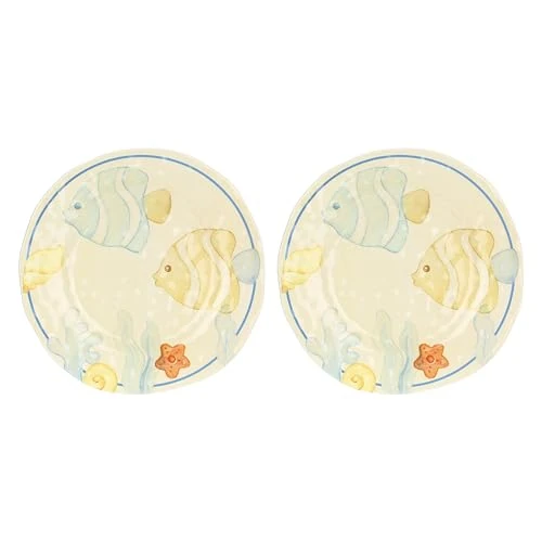 THUN, Juego de 2 platos llanos de melamina, línea Mare da Amare, idea regalo para la cocina, diámetro 27 cm