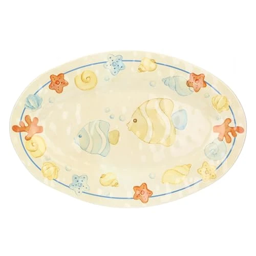 Tijdelijke aanbieding: THUN, Ovaal dienblad van melamine, lijn zee om lief te hebben, huis en keuken, cadeau-idee voor de keuken, 52 x 30 cm van 35.34 EUR naar 35.34 EUR (korting 0%)