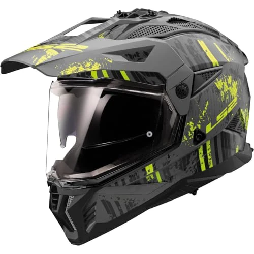 LS2 MX702 Pioneer II Helmet Crazy Matt Gray Yellow (M)