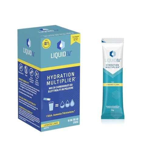 Liquid I.V., Integratore con Elettroliti per Idratazione Rapida*, Vitamine C B3 B5 B6 B12 per l'Energia, Gusto Limone e Lime, 10 stick