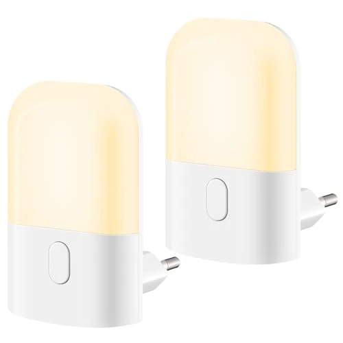 CandLuc Nachtlampje voor kinderen, 2 stuks, nachtlampje met lichtsensor, nachtlampje voor kinderen, 3 helderheidsniveaus, nachtlampje voor babykamer, hal, slaapkamer, woonkamer, keuken