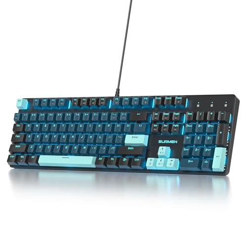 Offerta a tempo: SOLIDEE tastiera gaming meccanica 100%,US Layout QWERTY,Tastiera da Gioco Cablata 104 Tasti Retroilluminata RGB con Tastierino Numerico,Tastiera Meccanica NKRO per laptop Windows(104 Monstor) - 45% da 63.99 € a 34.95 €