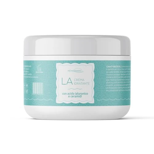 Saf.Nutraceutica LA Feuchtigkeitscreme für Gesicht und Körper, für trockene, empfindliche und geschädigte Haut, spendet bis zu 48 Stunden Feuchtigkeit, mit Hyaluronsäure, Ceramiden. Dose 500 ml