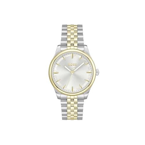 Offerta a tempo: BOSS Orologio Analogico al Quarzo da donna Collezione GRACEFUL con cinturino in acciaio inossidabile argentato e bicolore - 30% da 249.00 € a 174.95 €