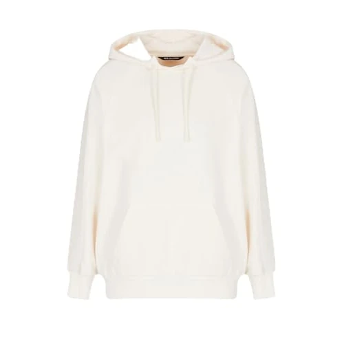 Armani Exchange Women's Arte Sella, monogram tape detail, hooded sweatshirt, white, L, ISO, L
