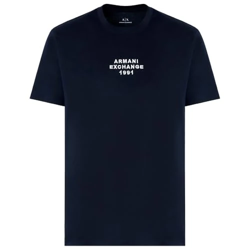 Armani Exchange Heren Utility Edge, geborduurd logo T-shirt, deep navy, M