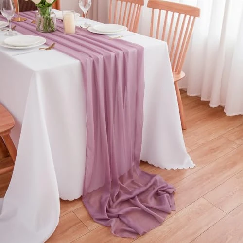 CHUQING Table Runner Chiffon Vintage Table Runner Wedding Fabric Table Runner Table Decoration Fabric 70 x 400 cm