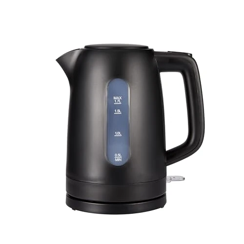 Offerta a tempo: Amazon Basics Bollitore Elettrico 1,7L, 2200 W, Senza BPA con Base a 360°, Spegnimento Automatico e Filtro Anticalcare Estraibile, Nero Opaco - 30% da 20.49 € a 14.27 €