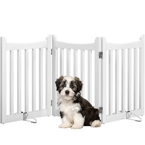 Offerta a tempo: Yaheetech Cancelletto per Cani in Legno 3 Pannelli 152 × 60,5 cm Bianco | Interno Recinto, Estensibile Cancello di Sicurezza, Pieghevole e Portatile, Barriera per Scale Porta, Salvaspazio - 0.00% da 59.99 € a 59.99 €