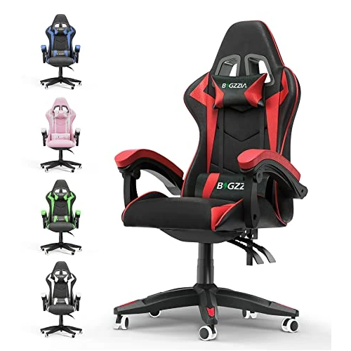 Offre limitée : bigzzia Chaise Bureau Chaise Gaming Ergonomique en PU Cuir, Hauteur Réglable, avec Coussin Lombaire et Appui-Tête, Fauteuil Gamer Confortable pour Adultes, Filles et Garçons (Rouge - 6) de 95.99 € à 75.99 € (20.84% de remise)
