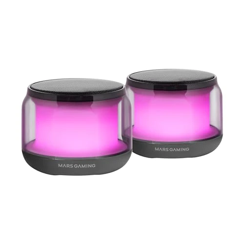Tijdelijke aanbieding: Mars Gaming MS-AURA, Bluetooth 5.3 Luidsprekers, Aangepaste DSP Chipset 15W, RGB Verlichting met ClearView 360º Ontwerp, Compacte Luidsprekers met Volumeregeling en RGB Controlbox, AUX-IN-ingang,Zwart van 16.84 EUR naar 16.33 EUR (korting 3%)