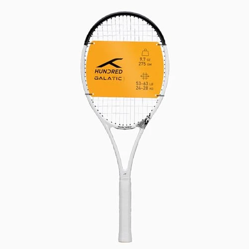 Limited-time offer: HUNDRED Galactic Strung Tennis Racket with Full Cover | 4 Points Head Light | Color: White/Black, Grip Size 2 (4 1/4 inches) | Unisex | Material: Graphite | 275g from 118.72 £ to 95.00 £ (save 19.98%)