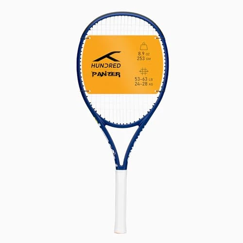 Limited-time offer: HUNDRED Panzer Strung Tennis Racket with Full Cover | 3 Points Head Heavy | Colour: Navy, Grip Size 2 (4 1/4 inches) | Unisex | Material: Graphite | 253 g from 123.86 £ to 123.86 £ (save 0.0%)