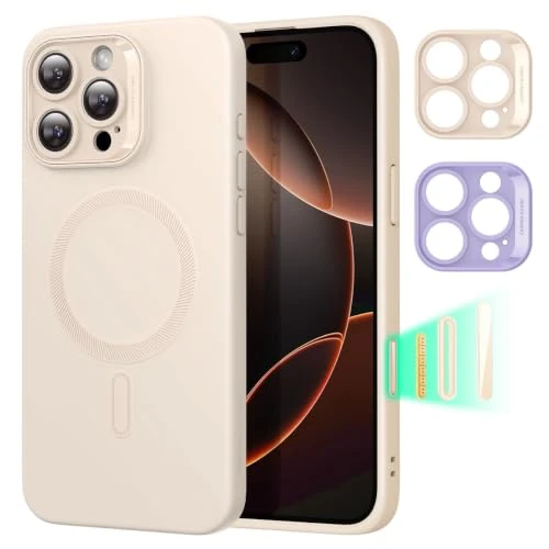 Offerta a tempo: ESR Custodia con MagSafe per iPhone 16 Pro, Supporta la ricarica magnetica, Custodia in silicone liscio e sottile, Protezione dello schermo e della fotocamera, Antigraffio, Serie Cloud, Marrone Chiaro - 5% da 9.99 € a 9.49 €