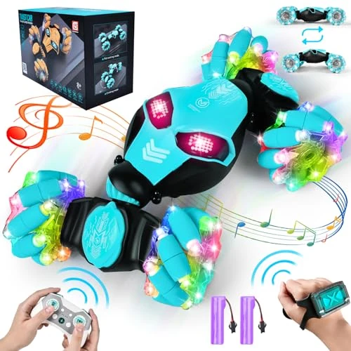IEEILULU Op afstand bestuurde auto, RC Offroad Twist Stunt Car, 4WD 2,4 GHz gebarensor, drift car met muzieklicht, 360° rotatie, crawler-voertuig voor kinderen, rotatie, op afstand bestuurde auto