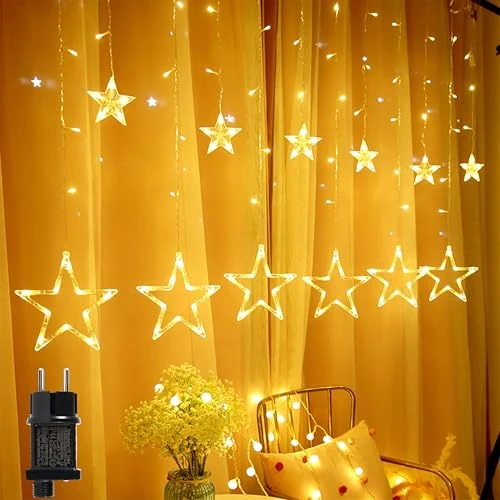 Oferta limitada: Kimuwote Cortina Luces Navidad, 12 Estrellas 138 LEDs Luces Navidad Estrella con 8 Modos Timer Función Exterior Interior Decoración para Navideña, Balcón, Ventana, Escaparate, Boda, Fiesta de 29.99 EUR a 18.99 EUR (ahorro 37%)