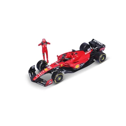 BBURAGO - Ferrari SF-23 Charles Leclerc #16 2023 - Modellino Realistico Auto in Scala 1:24 e Personaggio di Charles Leclerc, Licenza Ufficiale Ferrari, Età consigliata 14+ Anni