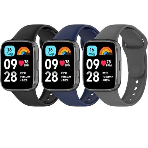 Oumida Bracelet Pour Xiaomi Redmi Watch 3 Active, 3 Pièces Silicone Souple Bracelet Pour Redmi Watch 3 Active/Redmi Watch 3 Lite