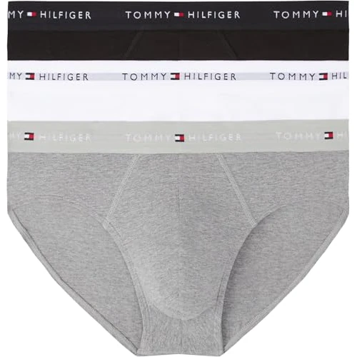 Offerta a tempo: Tommy Hilfiger Uomo Slip Hipster Confezione da 3 con Fascia con Logo, Multicolore (Mid HTHR/Blck/TH Wht), M - 29% da 39.90 € a 28.49 €