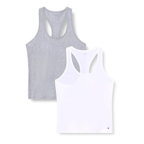 Limited-time offer: Tommy Hilfiger Women’s 2 Pack Stretch Tank Tops, Multicolor (White/Light Grey HTHR), XS from 36.00 GBP to 10.89 GBP (save 70%)