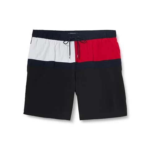Tommy Hilfiger Men’s Long Drawstring Swim Shorts, Black (Black), XXL