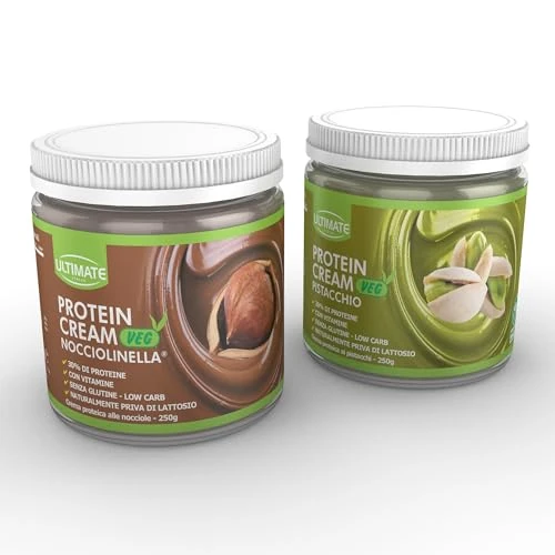 2 protein cream gusti misti (1 veg nocciolinella + 1 veg pistacchio) - senza glutine - low carb - 2x250g