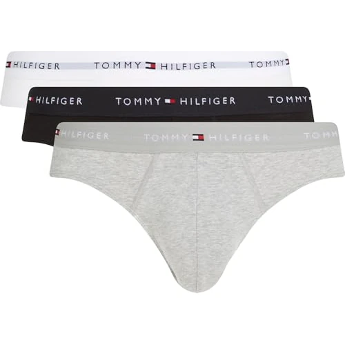 Limitiertes Angebot: Tommy Hilfiger Herren 3er Pack Unterhosen Hip Briefs mit Logobund, Mehrfarbig (Mid Hthr/Blck/Th Wht), XL von 39.90 EUR auf 27.99 EUR (Spare 30%)