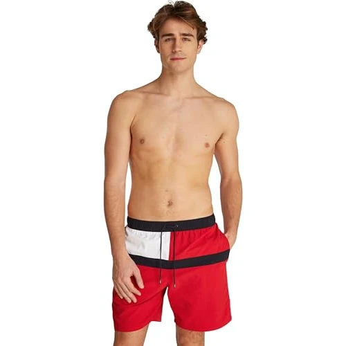 Offerta a tempo: Tommy Hilfiger Uomo Pantaloncino da Bagno Long Drawstring con Coulisse, Rosso (Primary Red), S - 33% da 69.90 € a 46.96 €