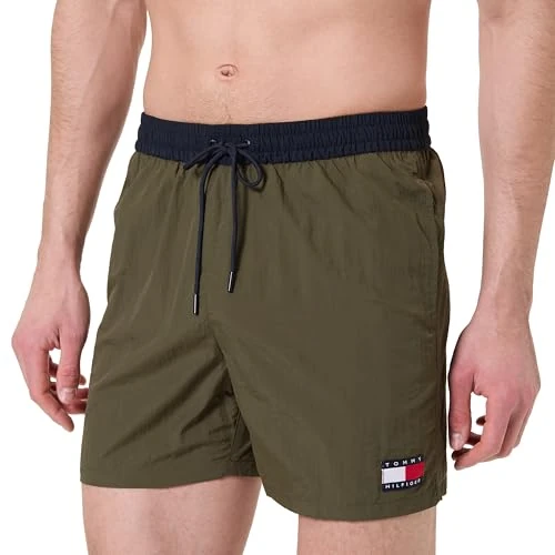 Limitiertes Angebot: Tommy Hilfiger Herren Badehose Medium Drawstring mit Tunnelzug, Grün (Army Green), S von 49.90 EUR auf 31.99 EUR (Spare 36%)