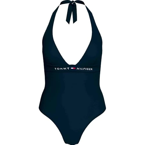 Offerta a tempo: Tommy Hilfiger Costume da Bagno Donna One Piece Allacciatura sul Collo, Blu (Dark Night Navy), XS - 66% da 89.90 € a 30.44 €