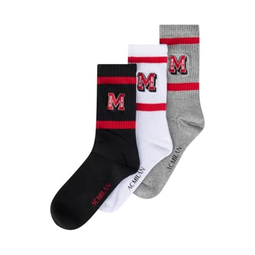 A.C. Milan Calzini Socks, Black/Grey/White (College), 39-42
