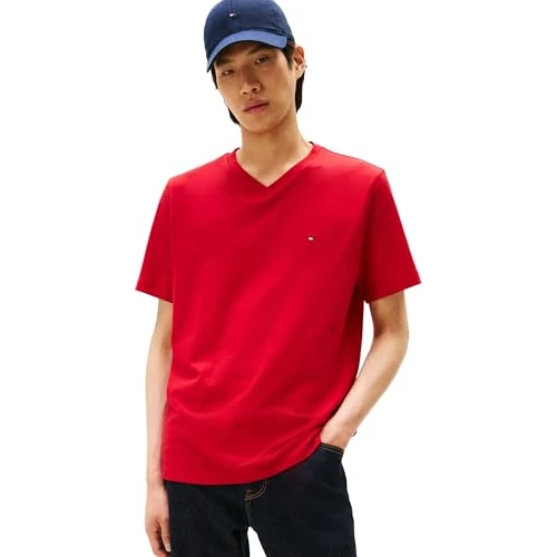 Oferta limitowana: Tommy Hilfiger Męska koszulka ESSENTIAL V-NECK MW0MW39249 S/S, czerwona, S, Czerwony (średni czerwony), S z 142.90 zł na 142.90 zł (oszczędź 0.00%)