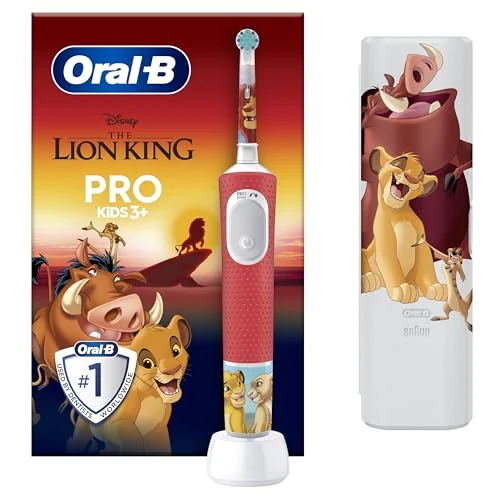 Oral-B Pro Kids König der Löwen elektryczna szczoteczka do zębów, dla dzieci od 3 lat, w zestawie tryb Sensitiv+ do pielęgnacji zębów, bardzo miękkie włosie, 1 końcówka do szczoteczki, 1 etui
