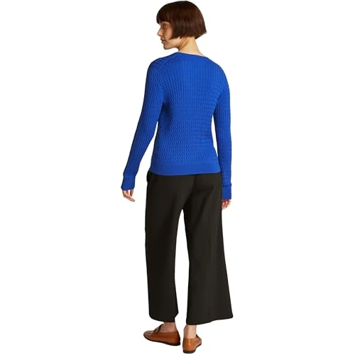 TOMMY HILFIGER Dames CO-kabel C-NK LS Trui WW0WW44993, Blauw (Noble Blue), S