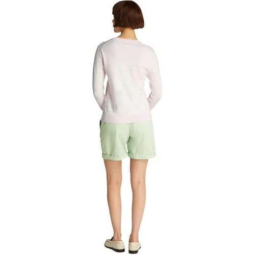 TOMMY HILFIGER Dames CO JERSEY STITCH C-NK LS SWT WW0WW44984, Wit, XXL, Wit (lichtroze/ivoor bloemblaadje Stp), XXL