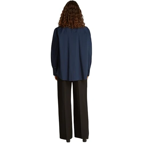 Tommy Hilfiger Damen Hemd Poplin Regular Fit, Blau (Dark Night Navy), 32