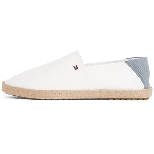 Tommy Hilfiger Heren Core Textiel Espadrilles met Logo, Wit Ecru, 44 EU