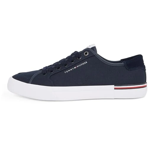 Tommy Hilfiger Sneaker con Suela Vulcanizada Hombre Core Corporate Canvas Low Top, Azul (Desert Sky), 40