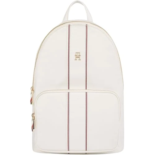 Tommy Hilfiger Women’s Medium Poppy Backpack, Off-White (Ecru Corp), One Size