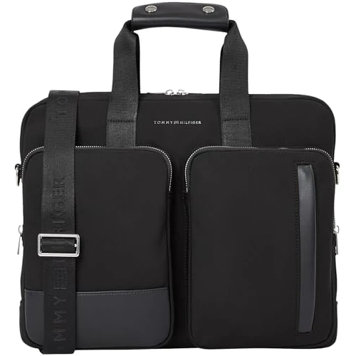 TOMMY HILFIGER Męska torba na komputer TH BUSINESS NYLON AM0AM13191, czarna (czarna), czarny (czarny)