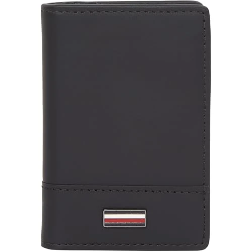 Tommy Hilfiger Men’s Small Corporate Bifold Wallet, Black (Black), One Size
