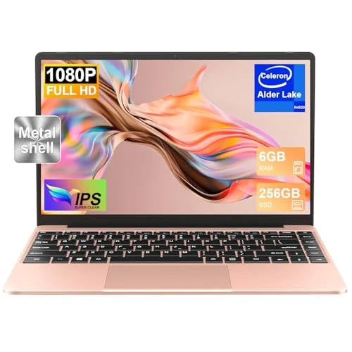 NOTODD Ordenador Portatil Celeron N4020 Up to 2.8Ghz, Ordenadores Portatiles 14 Pulgadas Win 11-Oro